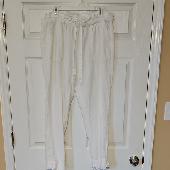 Soho Pants - Soho New York & Co White Linen & Viscose High Rise Pants